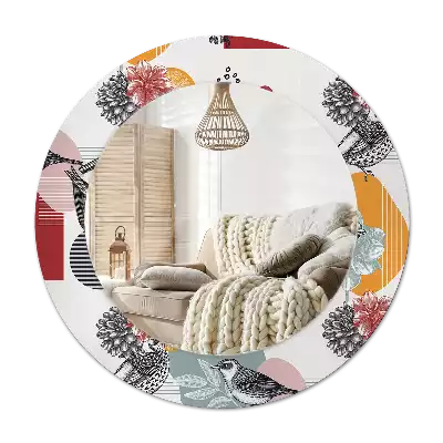 Tiskano okroglo ogledalo Vintage Patki