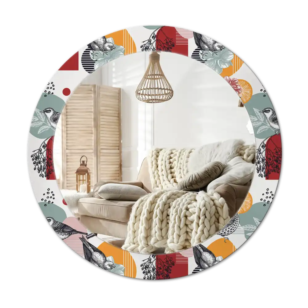 Tiskano okroglo ogledalo Vintage Patki