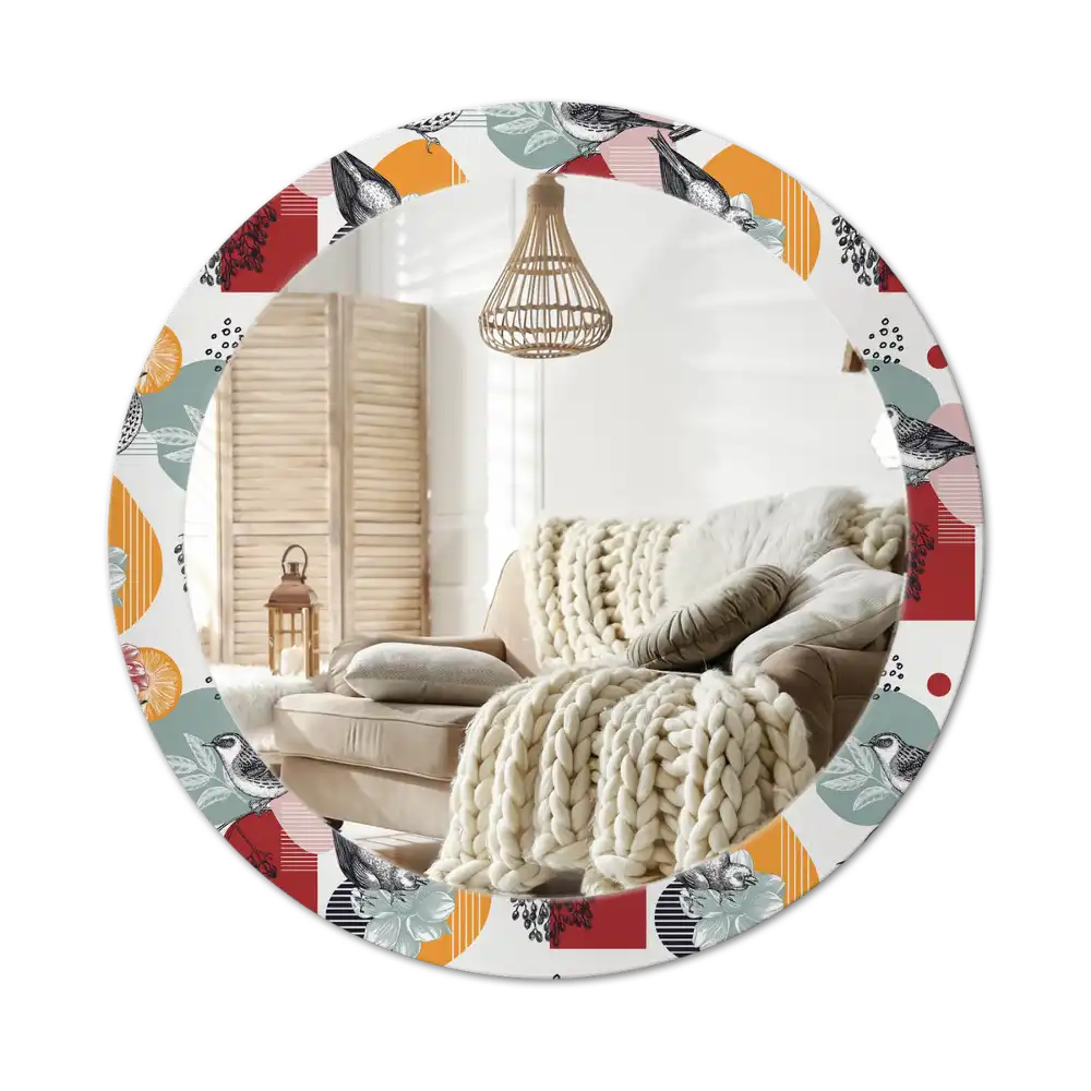 Tiskano okroglo ogledalo Vintage Patki