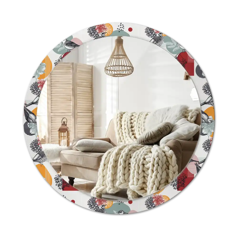 Tiskano okroglo ogledalo Vintage Patki