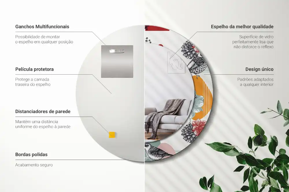 Tiskano okroglo ogledalo Vintage Patki