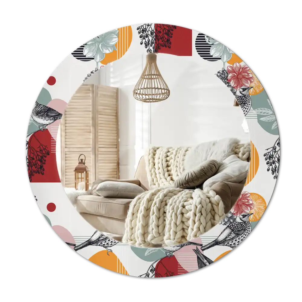 Tiskano okroglo ogledalo Vintage Patki