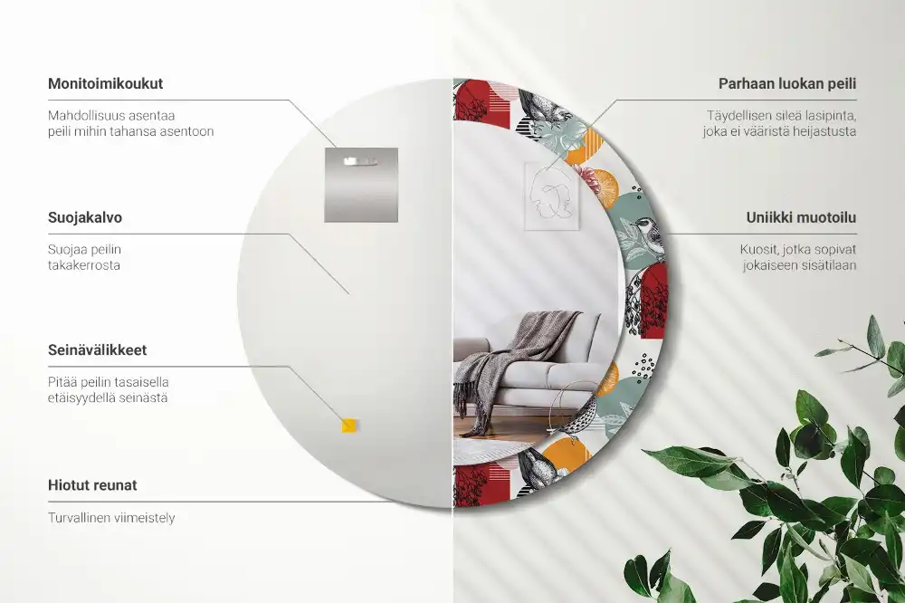 Tiskano okroglo ogledalo Vintage Patki