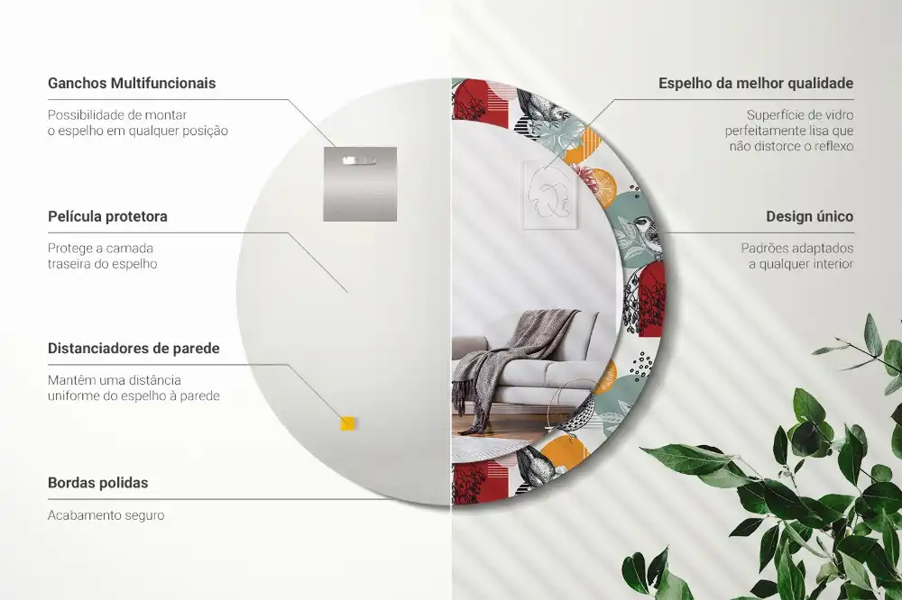 Tiskano okroglo ogledalo Vintage Patki