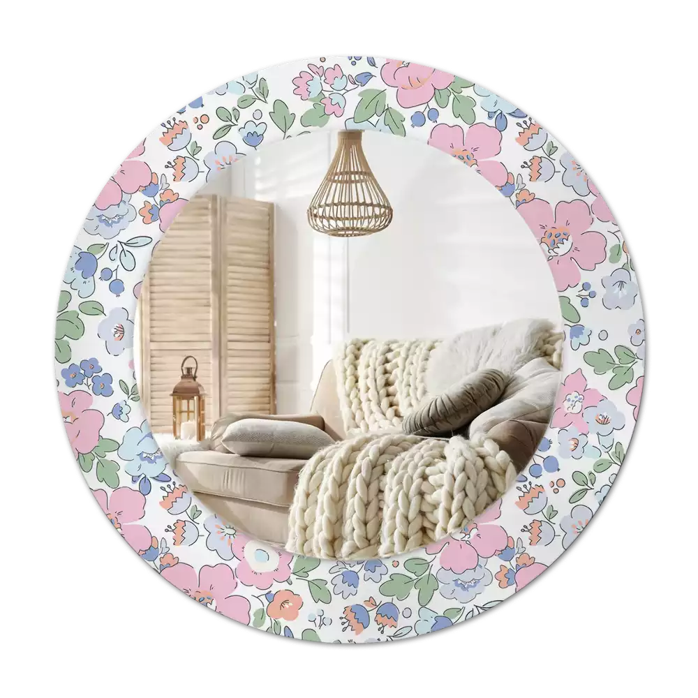 Okroglo okrasno ogledalo Barvite rože