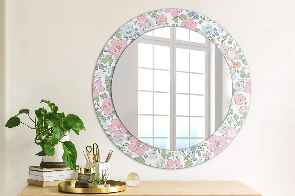 Okroglo okrasno ogledalo Barvite rože
