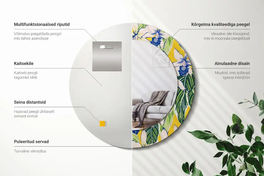 Okroglo okrasno ogledalo Orhideje