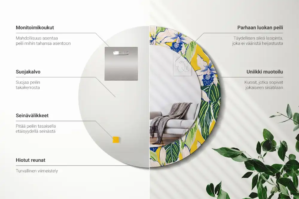 Okroglo okrasno ogledalo Orhideje