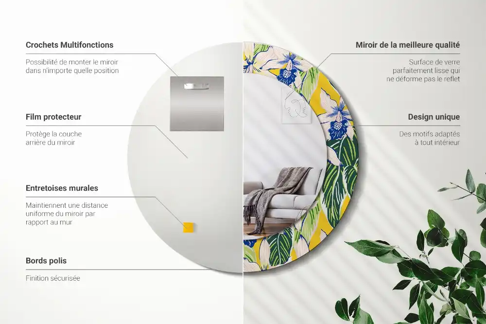 Okroglo okrasno ogledalo Orhideje