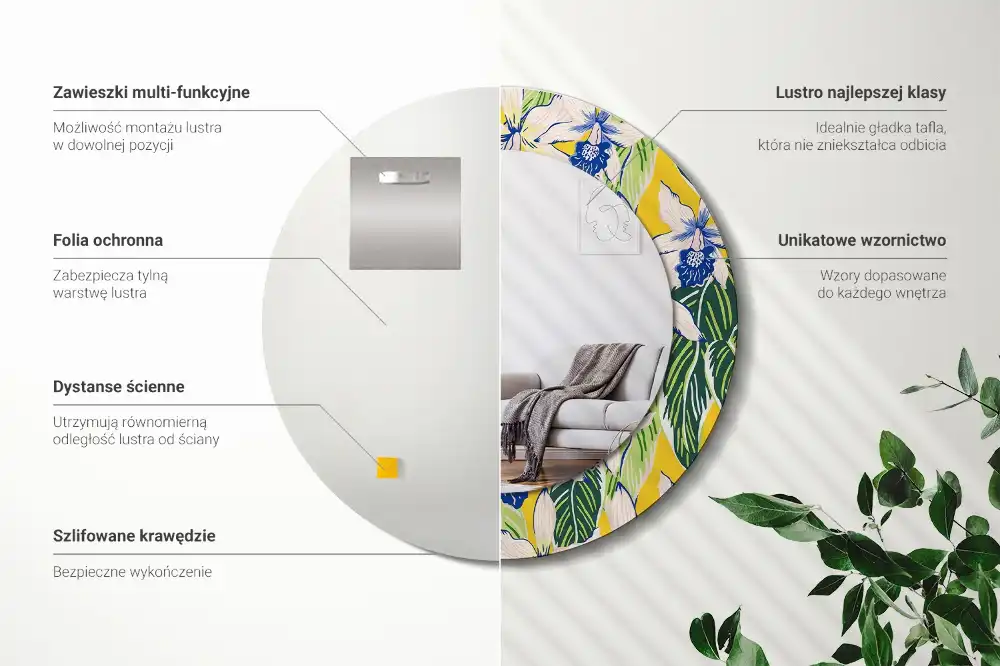 Okroglo okrasno ogledalo Orhideje