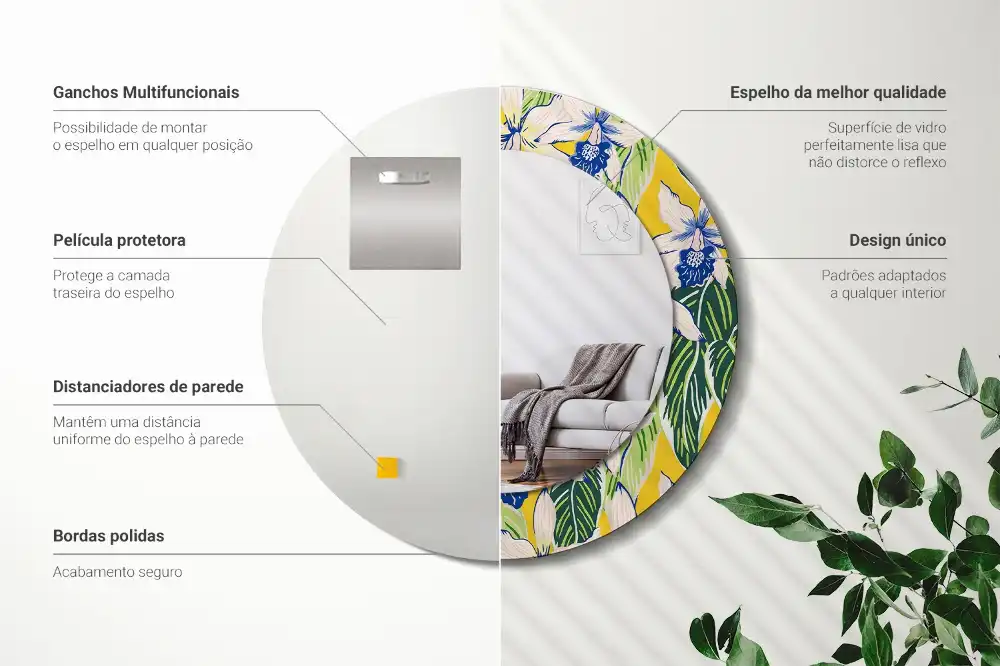 Okroglo okrasno ogledalo Orhideje