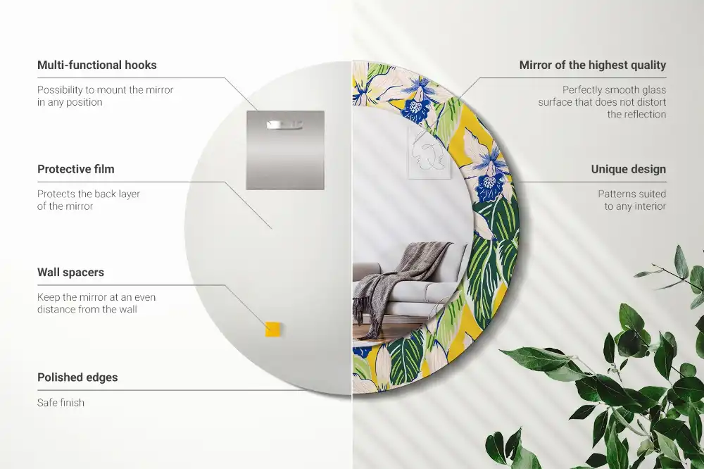 Okroglo okrasno ogledalo Orhideje