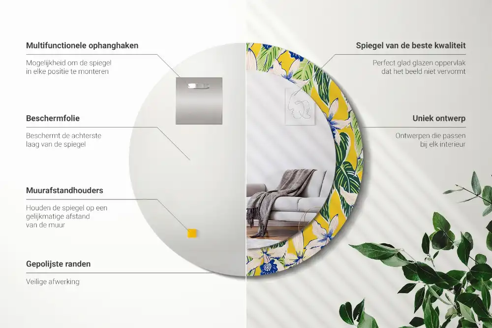 Okroglo okrasno ogledalo Orhideje