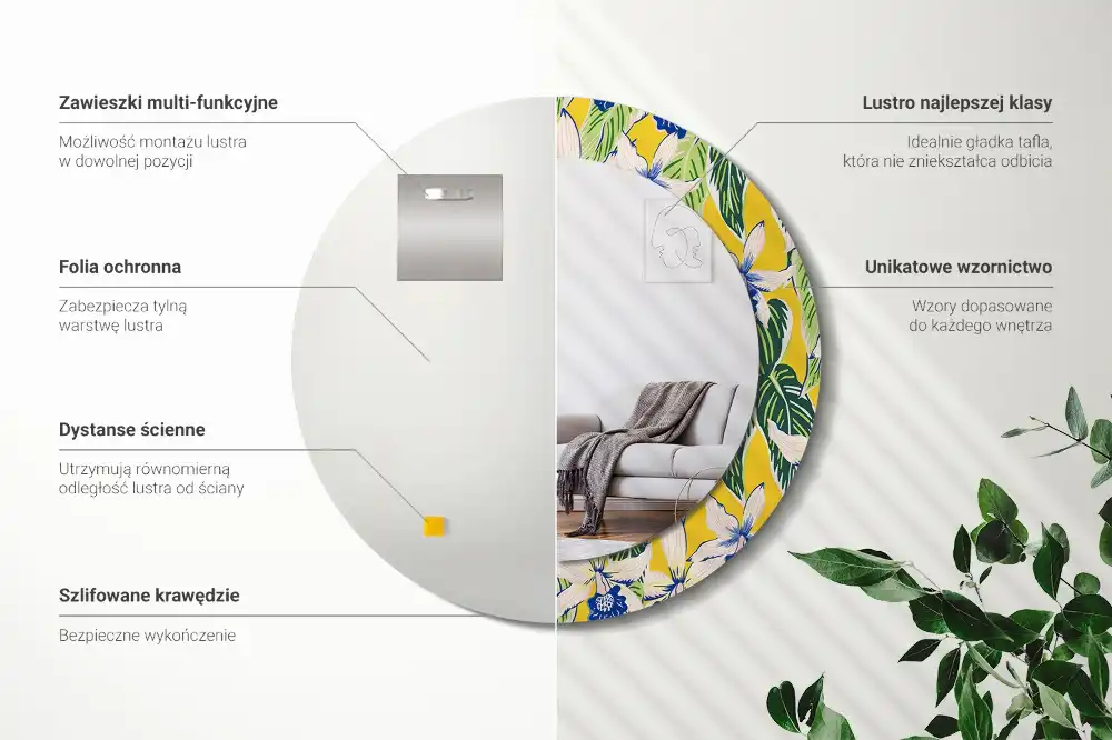 Okroglo okrasno ogledalo Orhideje