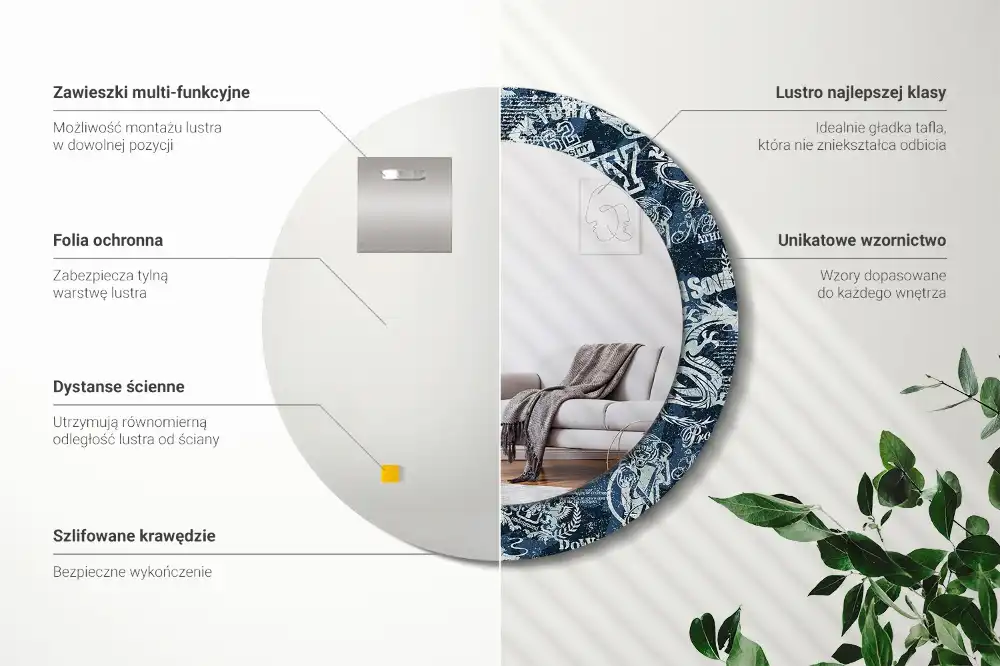 Okroglo stensko okrasno ogledalo Kolaž iz New Yorka