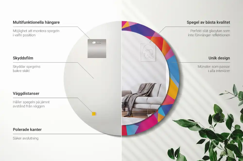 Tiskano okroglo ogledalo Geometrijska sestava