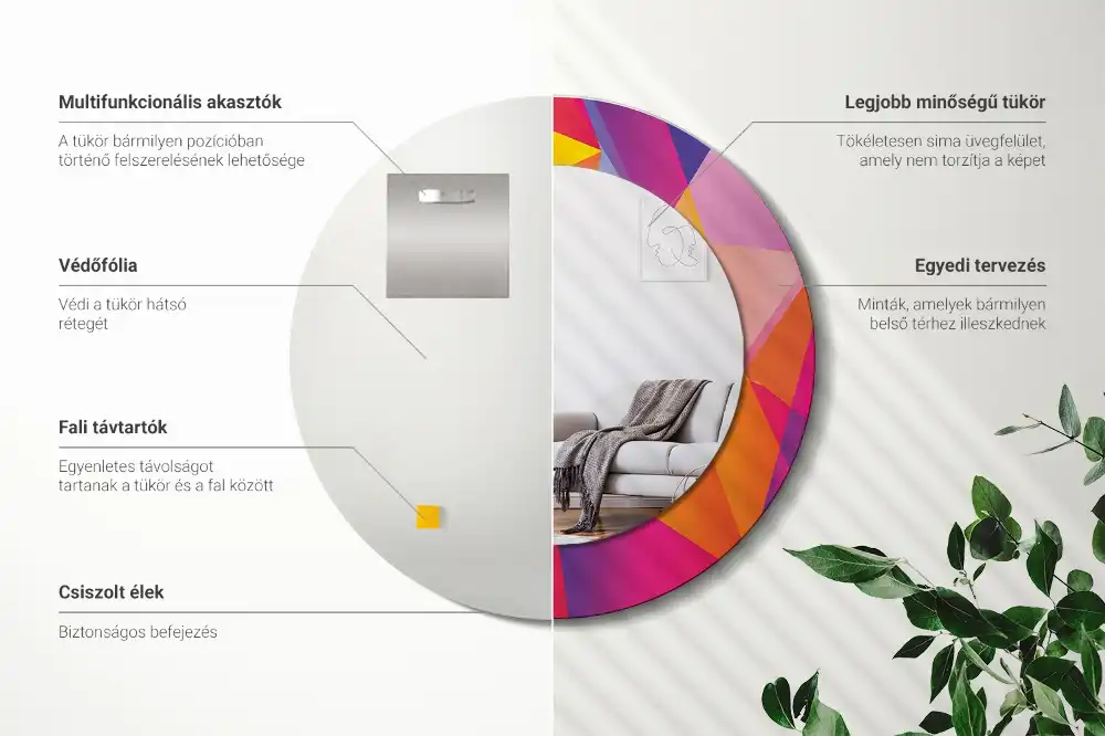 Tiskano okroglo ogledalo Geometrijska sestava