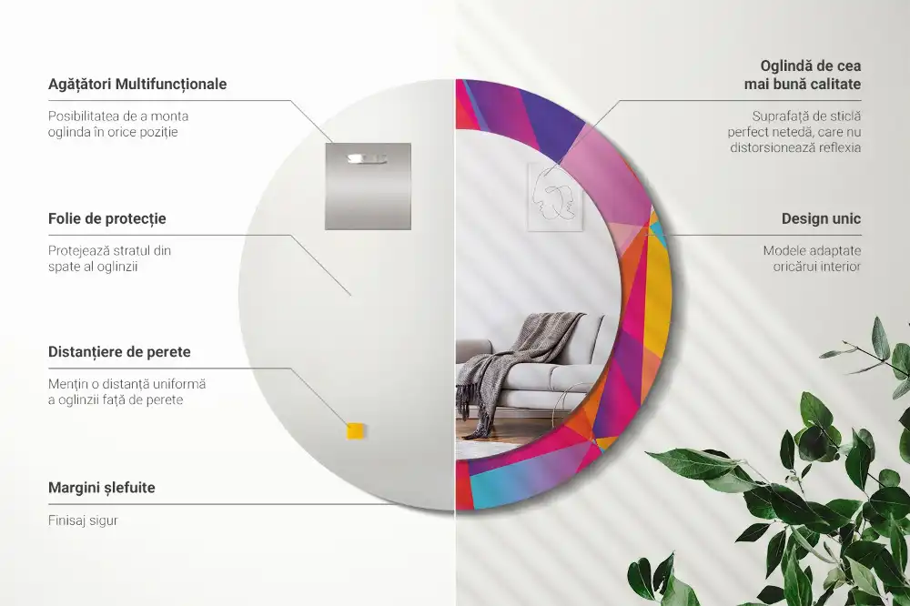 Tiskano okroglo ogledalo Geometrijska sestava