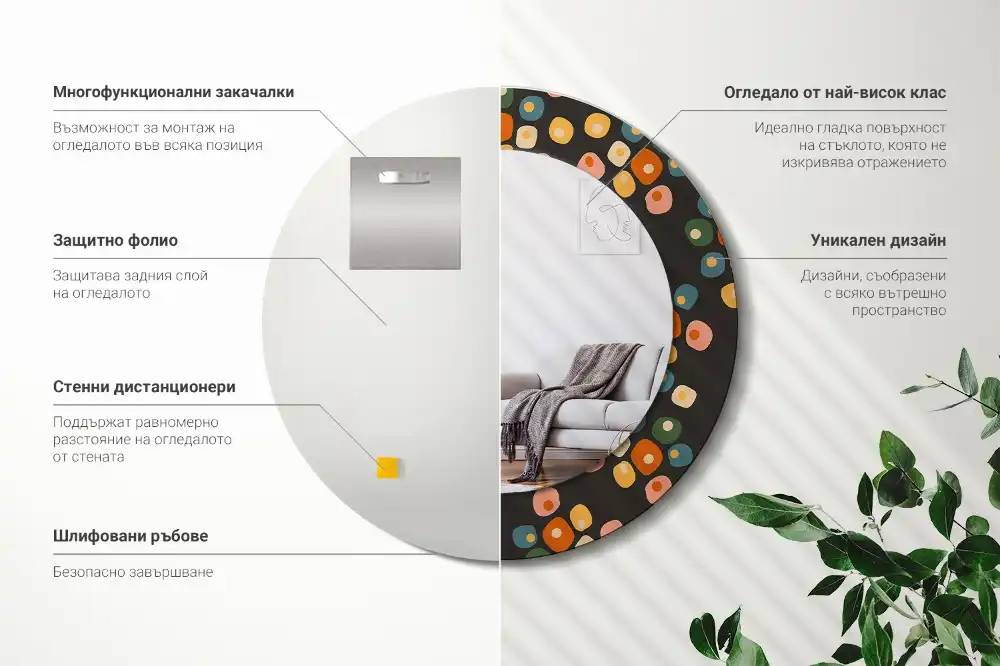 Okroglo okrasno ogledalo Cvetne pike