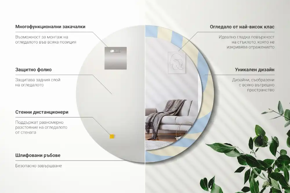 Okroglo stensko okrasno ogledalo Abstraktna oblika