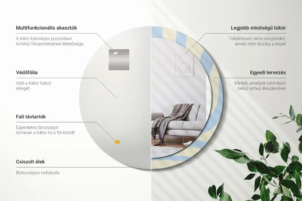 Okroglo stensko okrasno ogledalo Abstraktna oblika