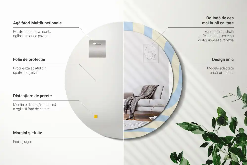 Okroglo stensko okrasno ogledalo Abstraktna oblika