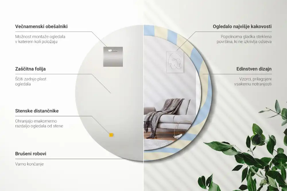 Okroglo stensko okrasno ogledalo Abstraktna oblika