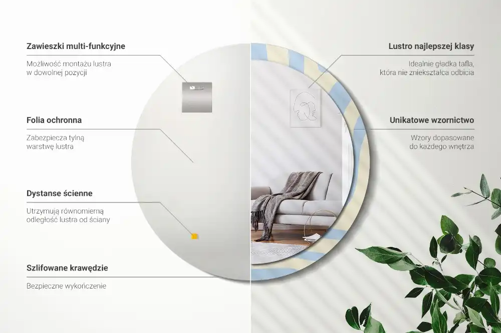 Okroglo stensko okrasno ogledalo Abstraktna oblika