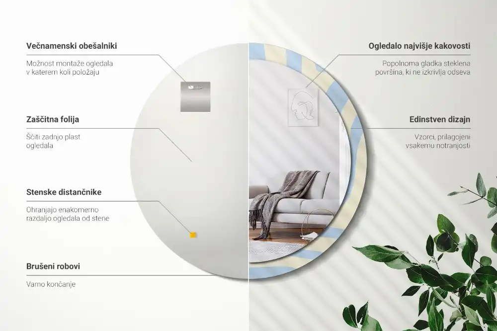 Okroglo stensko okrasno ogledalo Abstraktna oblika