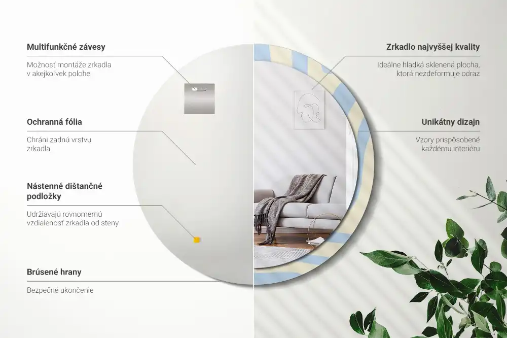 Okroglo stensko okrasno ogledalo Abstraktna oblika