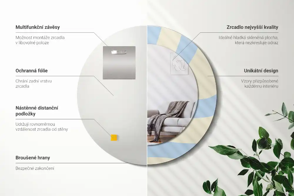 Okroglo stensko okrasno ogledalo Abstraktna oblika