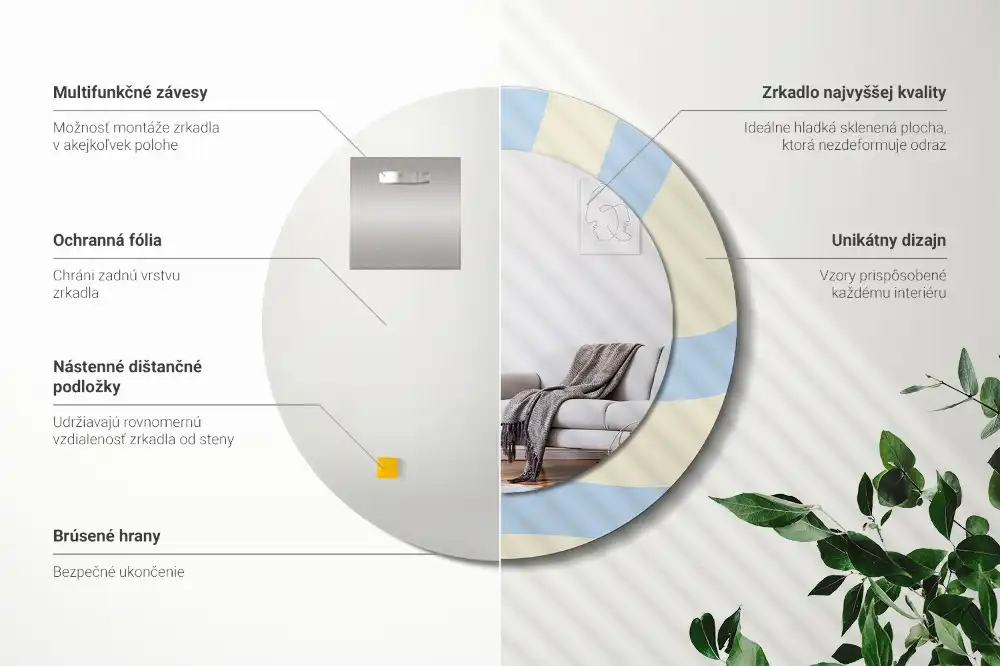 Okroglo stensko okrasno ogledalo Abstraktna oblika