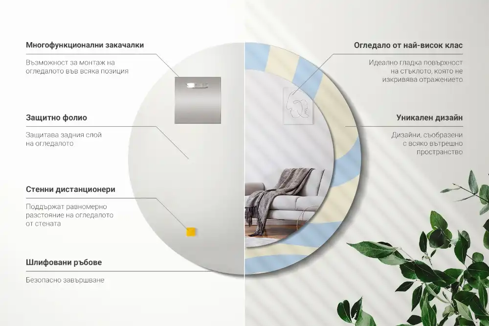 Okroglo stensko okrasno ogledalo Abstraktna oblika