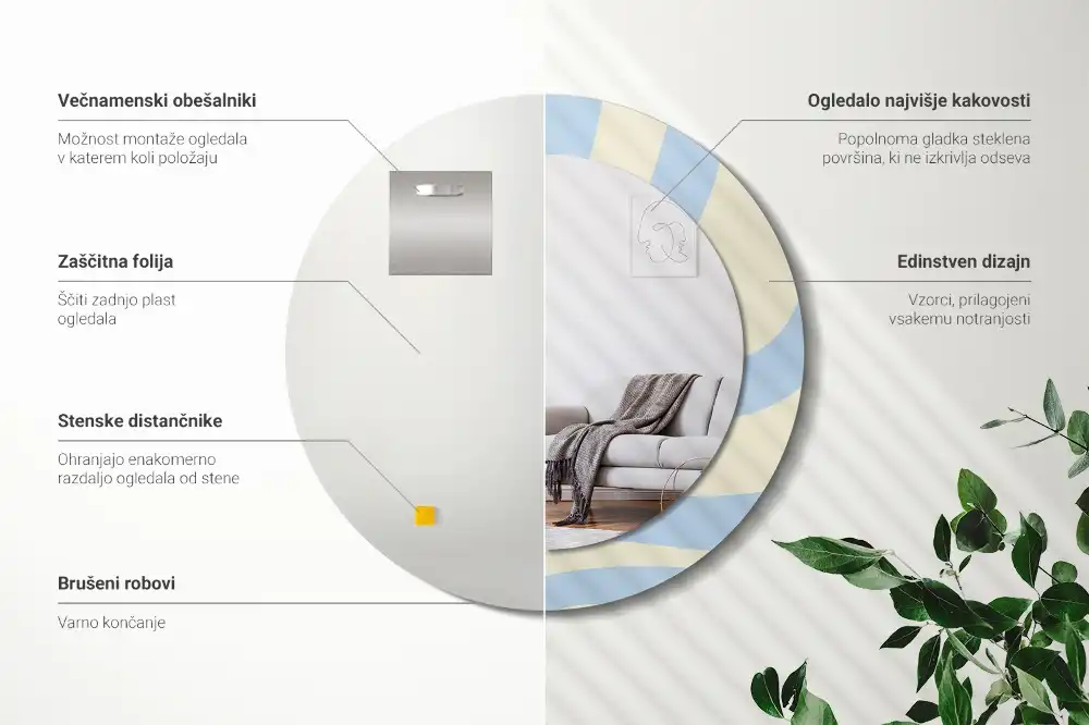 Okroglo stensko okrasno ogledalo Abstraktna oblika