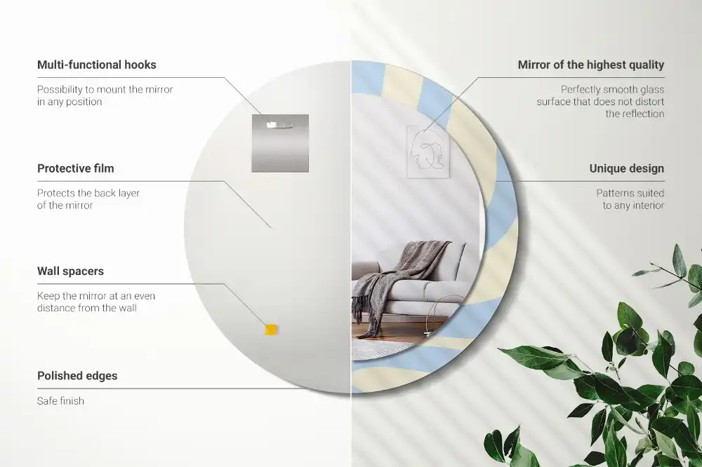 Okroglo stensko okrasno ogledalo Abstraktna oblika