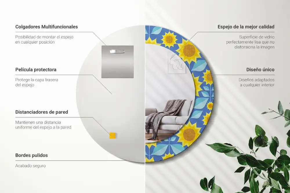 Tiskano okroglo ogledalo Geometrijske sončnice