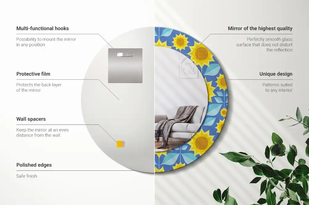 Tiskano okroglo ogledalo Geometrijske sončnice