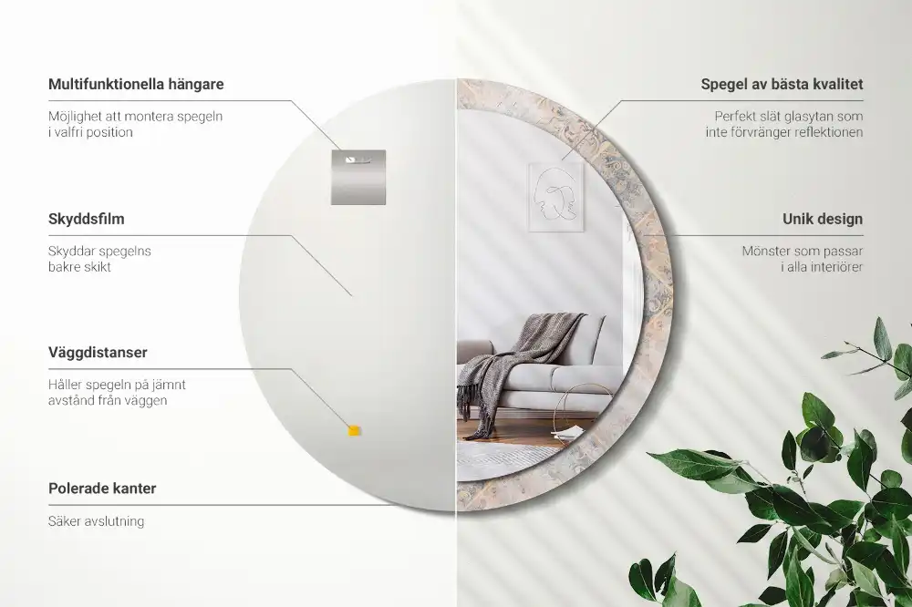 Tiskano okroglo ogledalo Obrabljene ploščice