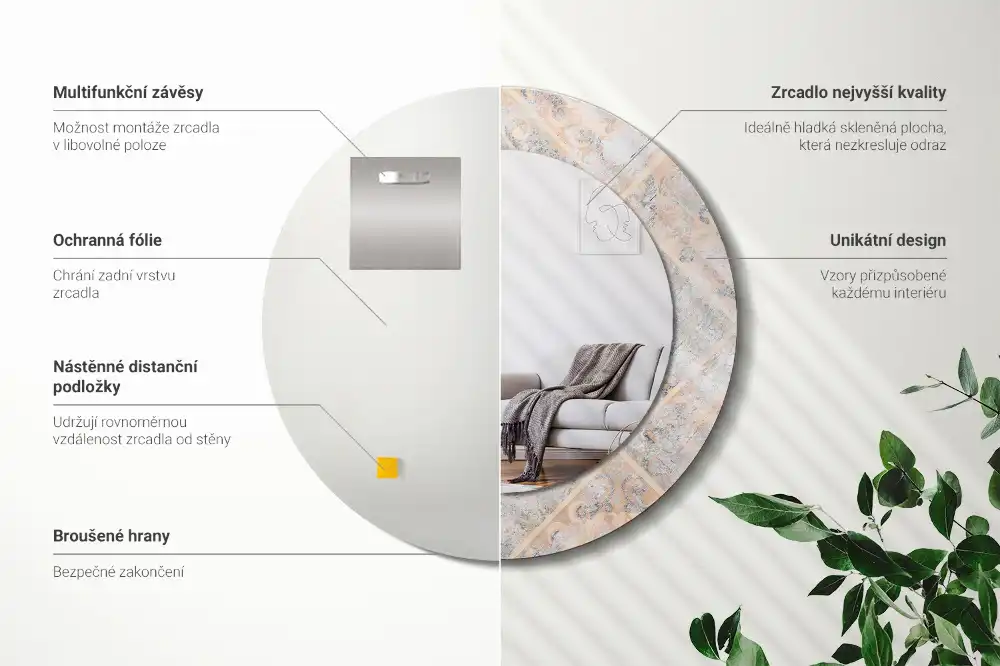 Tiskano okroglo ogledalo Obrabljene ploščice