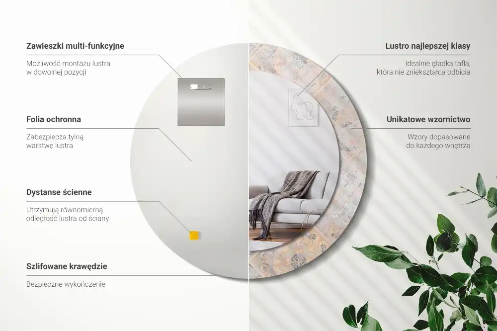 Tiskano okroglo ogledalo Obrabljene ploščice