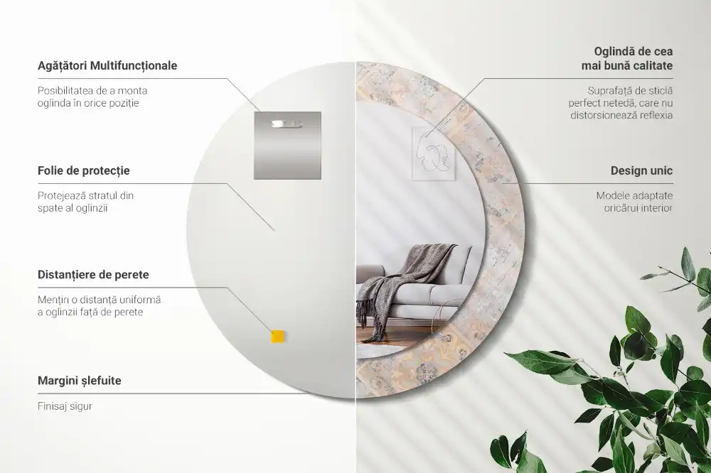 Tiskano okroglo ogledalo Obrabljene ploščice