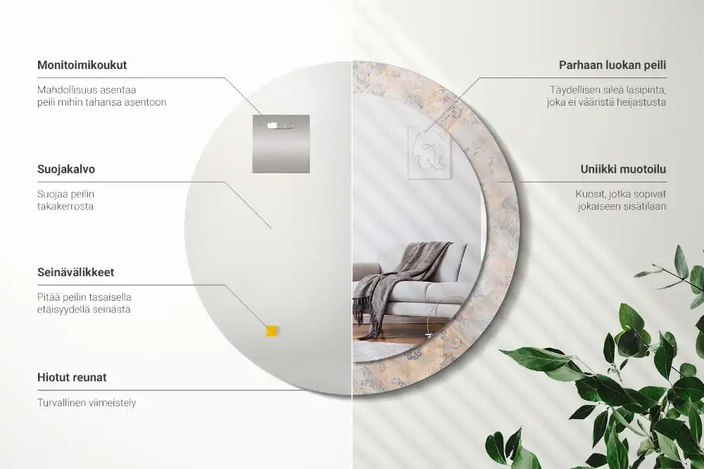 Tiskano okroglo ogledalo Obrabljene ploščice