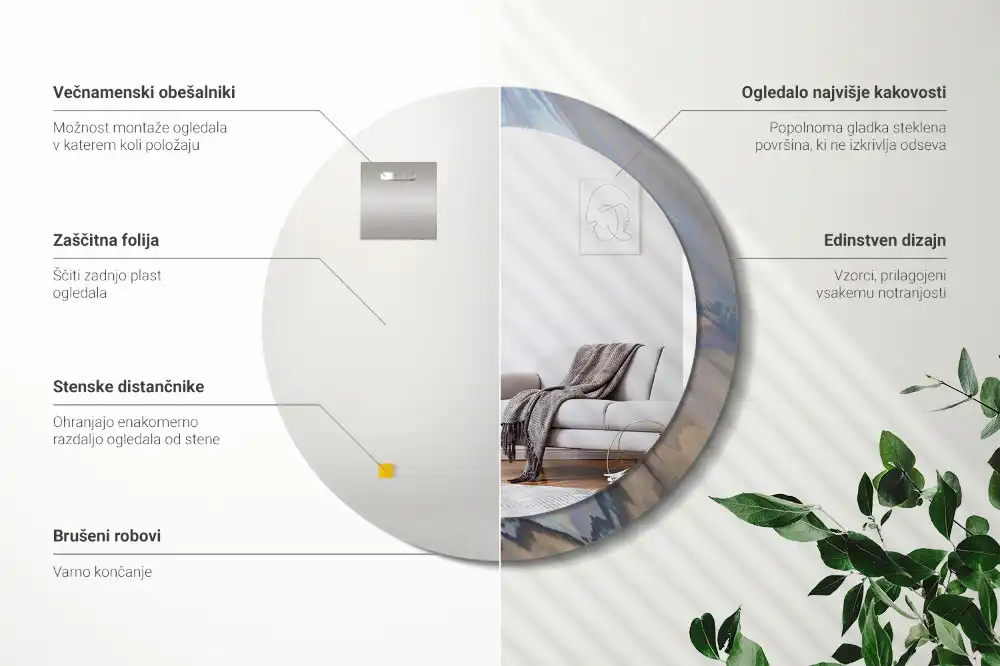 Okroglo okrasno ogledalo Abstraktni valovi