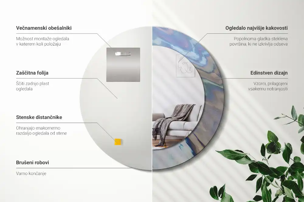 Okroglo okrasno ogledalo Abstraktni valovi