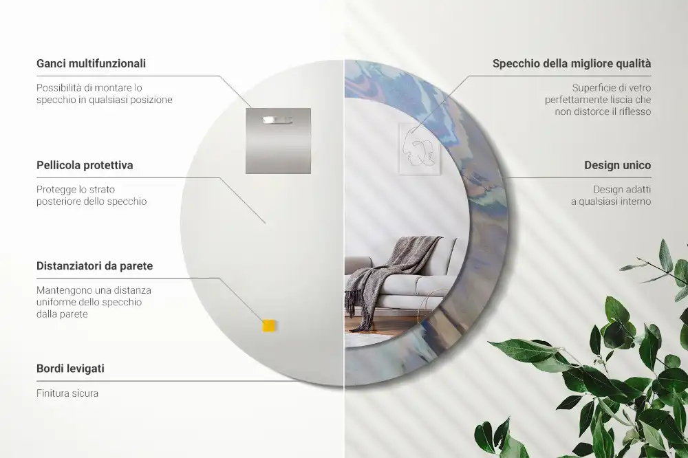 Okroglo okrasno ogledalo Abstraktni valovi