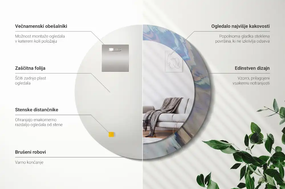 Okroglo okrasno ogledalo Abstraktni valovi