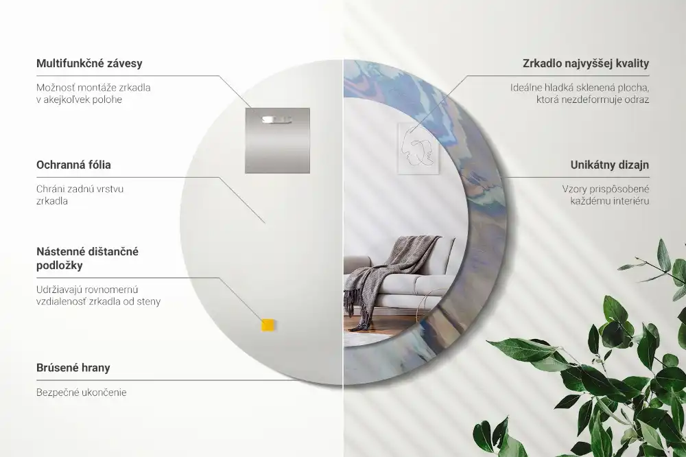 Okroglo okrasno ogledalo Abstraktni valovi