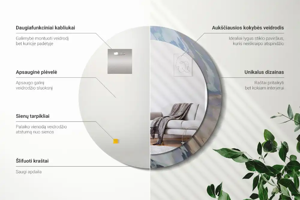 Okroglo okrasno ogledalo Abstraktni valovi