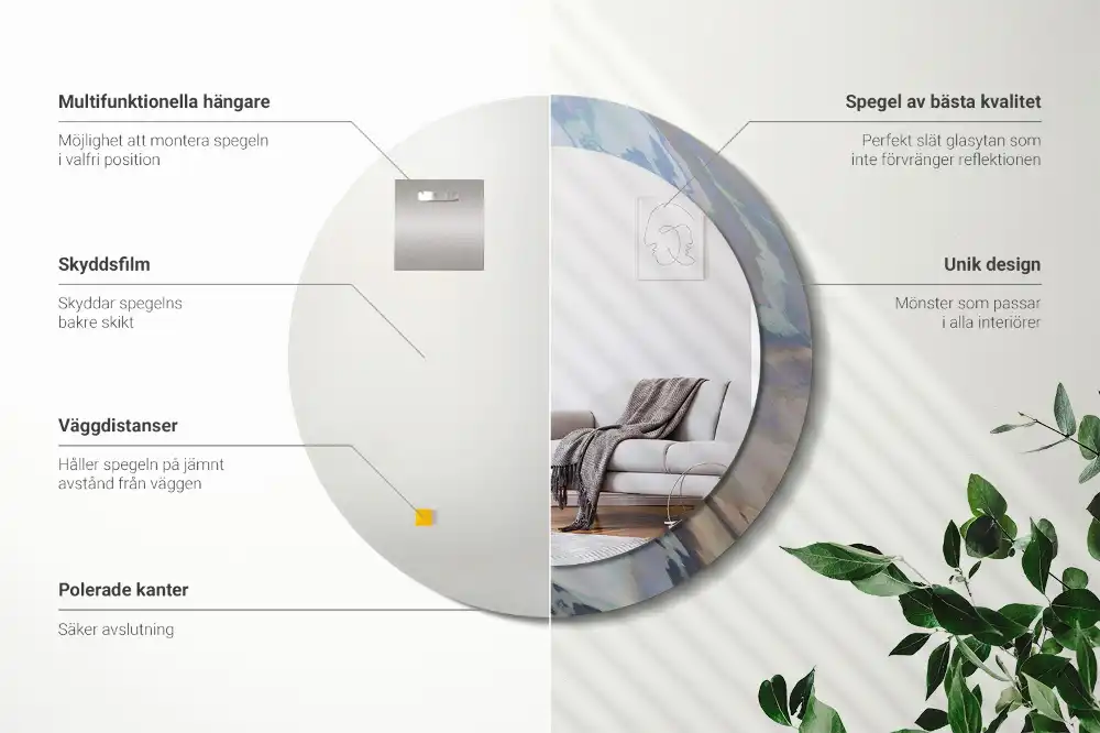 Okroglo okrasno ogledalo Abstraktni valovi