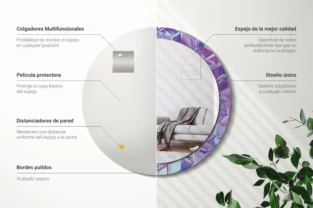 Tiskano okroglo ogledalo Kristalni vzorec